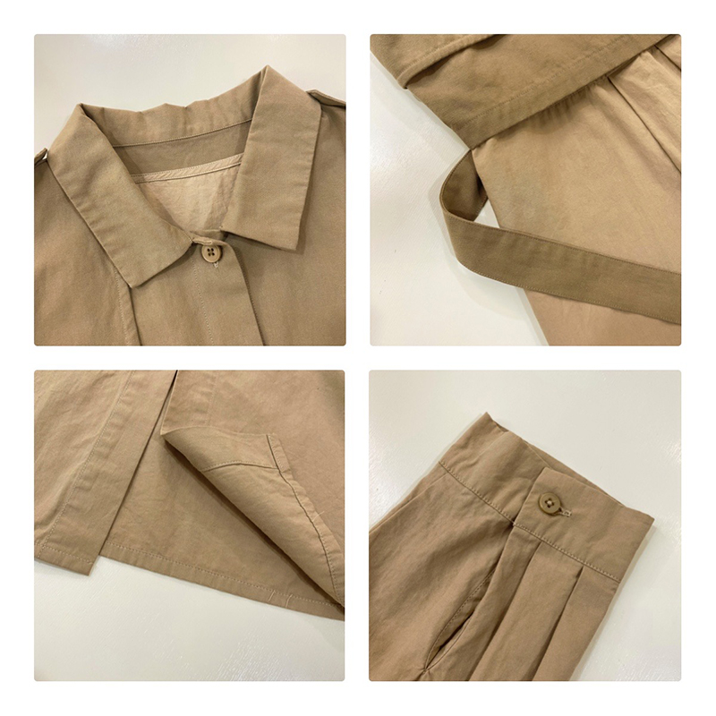 Loose-fitting design Minimalist Stylish Casual Solid color Tinted color bavlna a povlečení oversized custom 19572 Shirt Dresses + Waistcoat