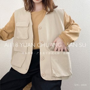 Loose-fitting design Minimalist Stylish Casual vest Pevná barva bavlna a povlečení převyšující vlastní 18539 Waistcoats