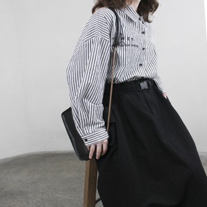 Loose-fitting design Minimalist Stylish Casual Solid color Striped Checked oversized custom 17825 Vertikální pruhované košile