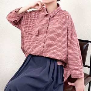 Loose-fitting design Minimalist Stylish Casual Solid color Striped Checked oversized custom 17836 Loose Checked Shirt