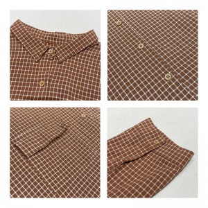 Loose-fitting design Minimalist Stylish Casual Solid color Striped Checked oversized custom 17836 Loose Checked Shirt