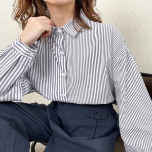 Loosefit-fitting design Minimalist Stylish Casual Solid Color Striped Checked oversized custom 17835 Vertical Striped Shirt