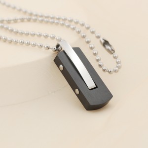 Velkoobchodní náhrdelník s přívěskem z nerezové oceli, dvoubarevný, černý