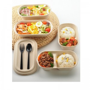 Oválné boxy na rychlé občerstvení s biologicky odbouratelnými bagasovými nádobami na balení potravin s průhledným krytem