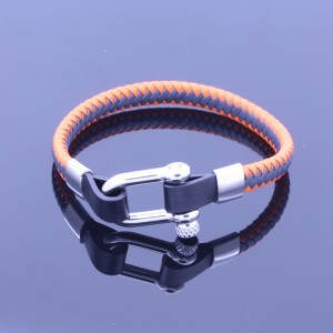 Braided Leather Brackeet Womens Braelet Stainless Steel Wristband