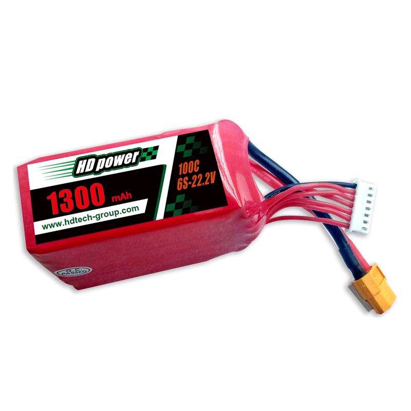 HD POWER 1300mAh 100C 6S 22,2V FPV lipo baterie