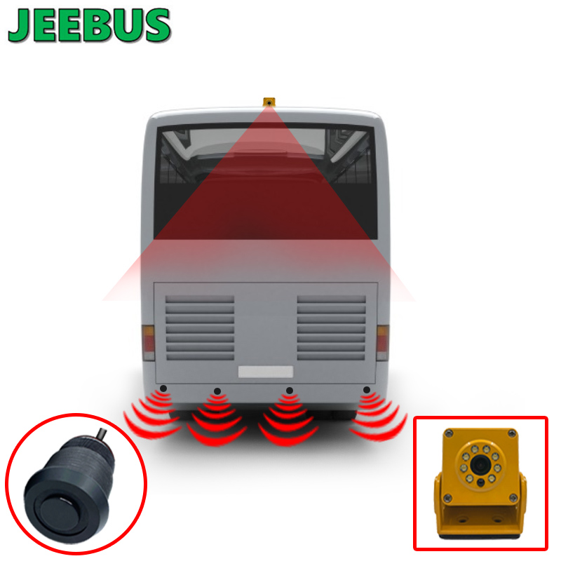 Vozidlo Autobus Parkovací radar Monitor senzorů HD 1080P Reverse Camera s 16 Senzory Detekce slepé tečky Digitální upozornění