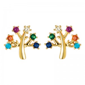 European and American Copper-Pened Real Gold Micro-Inloid Color Color Zircon Elické čepy, personalizovanénáušnice příslušenství, módní temperament květina dámskénáušnice