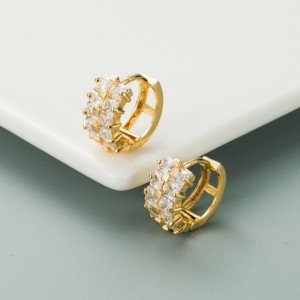 INS Rainbow Series European and American Osobnostináušnice mědi pozlacené mikro-inloid Color Double Row Zirconnáušnice Hip-Hopnáušnice