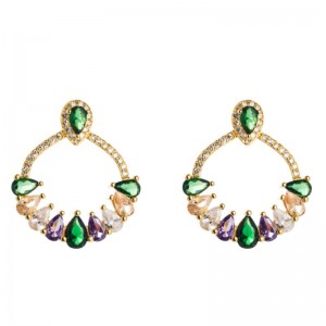 Evropská a americká osobnost mosaznénáušnice temperament ženanáušnice mikro-inloid barva zirkonnáušnice ve tvaru květinové a korejské ušní šperky