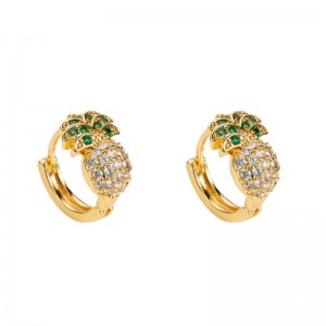 Jaro a letnínový evropský a americký přeshraniční zdroj ananas tvarnáušnice žena měď mikro-inloid zirkonu Jižní Korea roztomilé jednoduchénáušnice