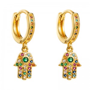 Mědi mikro-inloid barevné drahokamynáušnice žena evropský a americký styl trend osobnost Palmnáušnice studený vítr čisté červené ucho šperky