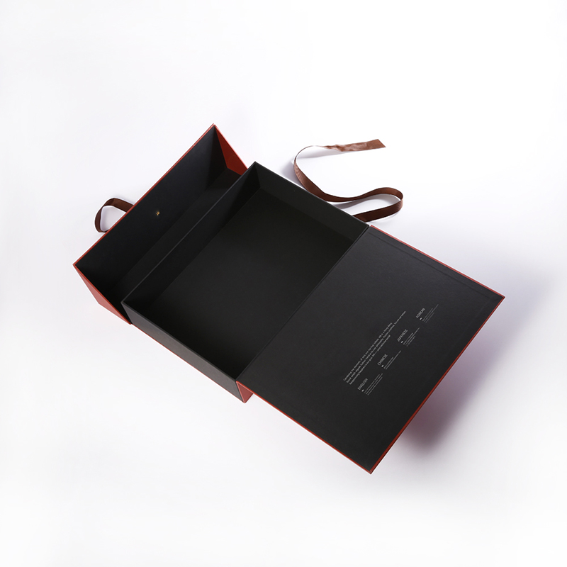 Zakázkový elegantní luxusní čtvercový červený magnetický papír dvojitá vrstva otevřené dárkové balení boxy s mašlí