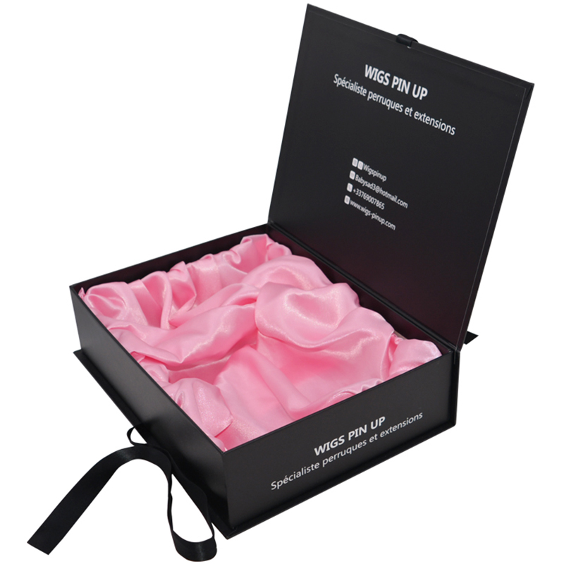Hair Bundles Balení box rozšíření tašky s saténem lidské vazby vlasové dárkové krabice s mašlí uzávěr pro paruku příslušenství