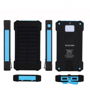 Solární Power Bank Dual USB Power Bank 20000mah Vodotěsnánabíječka baterií Externí přenosný solární panel s LED světlo