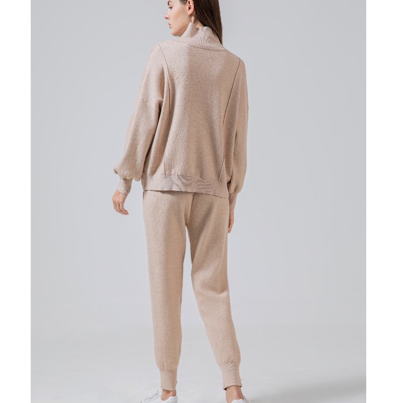 Příležitostné módní trend Všestranný pletený pletený vysoký krk dvoudílný oblek 68018n