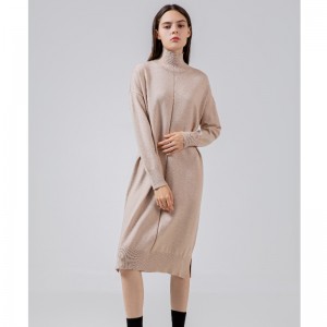 Módní trend volný čas Joker Základní pletené šaty s vysokým hrdlem 68033n