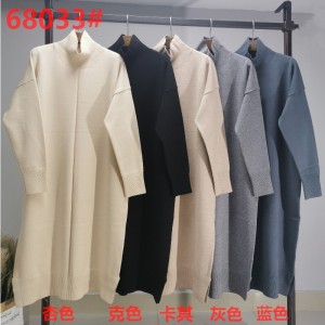 Módní trend volný čas Joker Základní pletené šaty s vysokým hrdlem 68033n