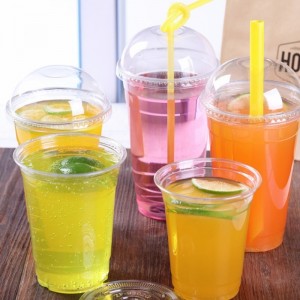 Biologicky odbouratelná kompostovatelná PLA čirý plastový kelímek s víkem