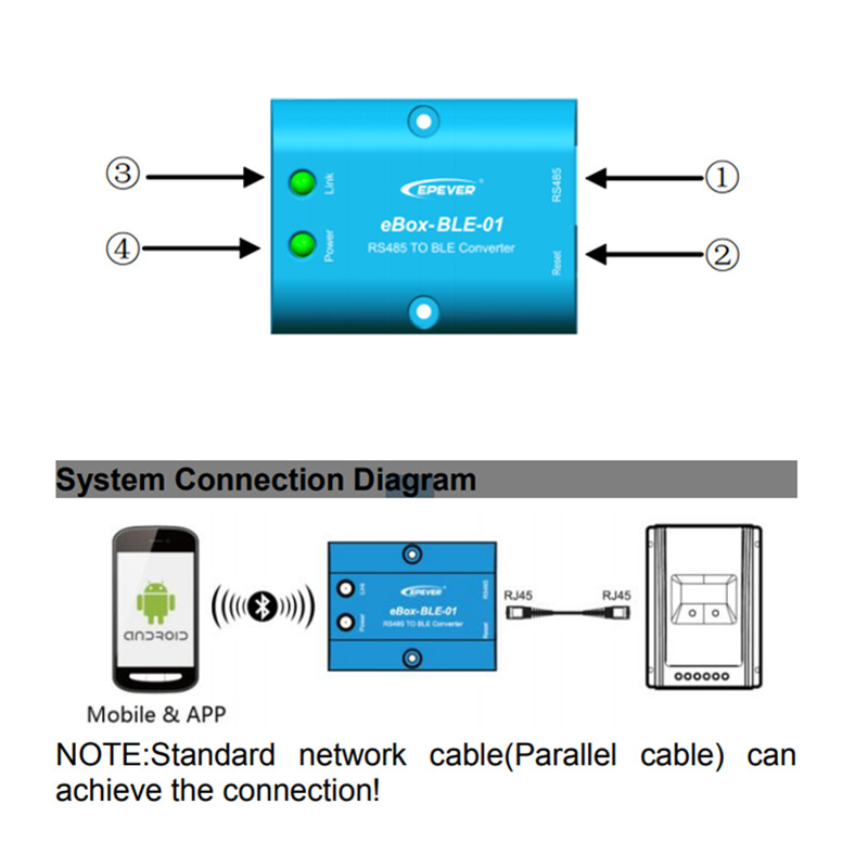 WiFi Serial Server RS485na Bluetooth adaptér pro regulátor SOALR Controller Inverter Epsolar Ls vs a vs bn tracera tracerbn shi