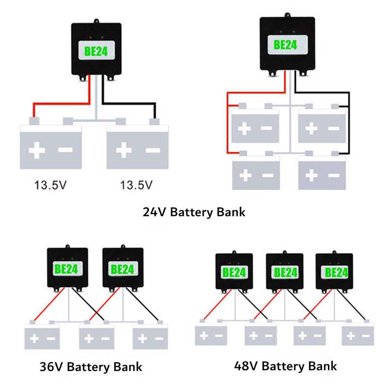 Bilance ekvalizéru baterie pro 24V 36V 48V baterie Bankovní systém používaný pro gelové povodňové AGM olověné baterie