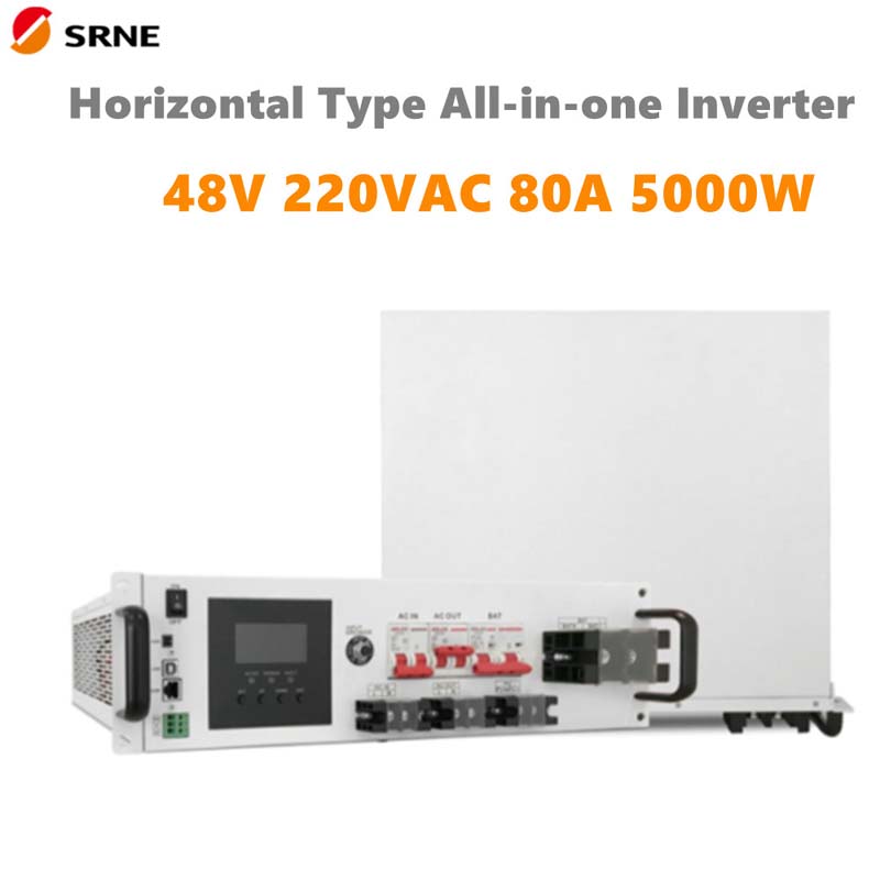 SRNE 5000W All-in-One MPPT Hybrid Solárnínabíjení Invertor Horizontální 48V 220VAC Pure Sine Wave 80A MAX PV 145V Off-mřížka měniče