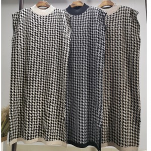 Módní neformální vlněný svetr tisíc ptačích pouzder s vestou s vysokým límečkem 69064\\936;