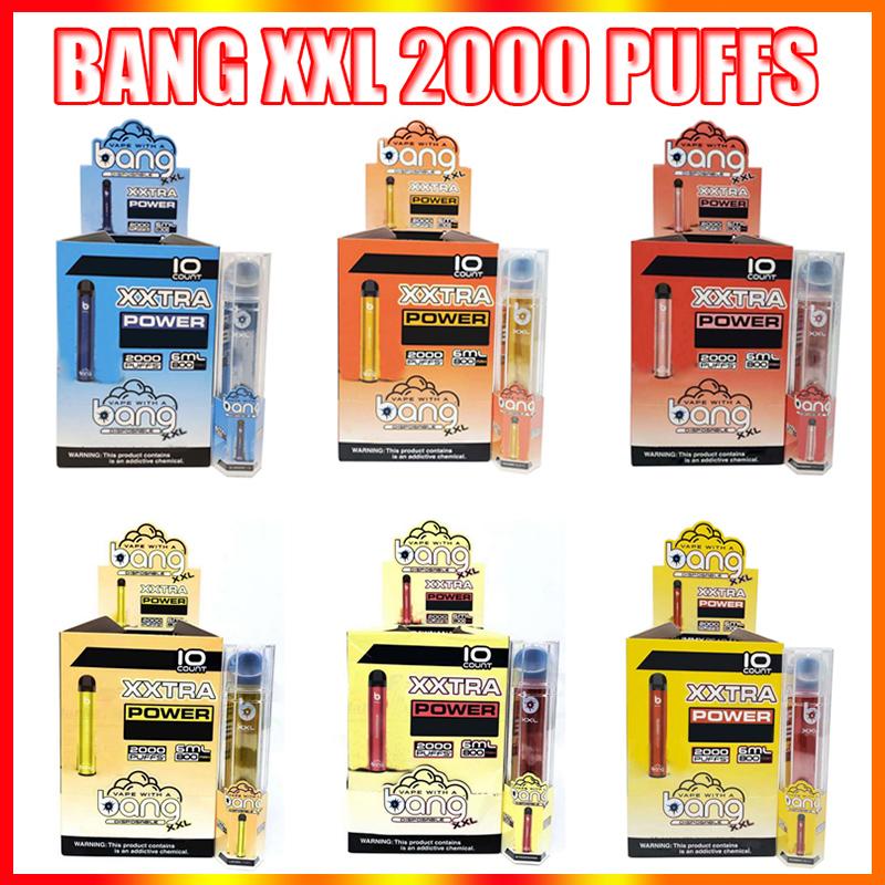 Bang XXL jednorázové vape pero Elektronické cigarety zařízení 800mAh baterie 6ml lusky Prázdné Původní pary 2000 Puffs Kit Velkoobchod