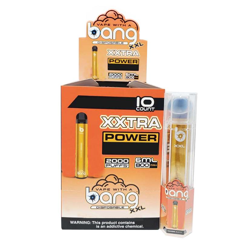 Bang XXL jednorázové vape pero Elektronické cigarety zařízení 800mAh baterie 6ml lusky Prázdné Původní pary 2000 Puffs Kit Velkoobchod