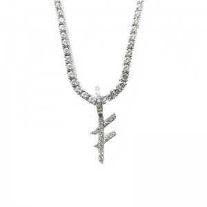 Šperky vysoká kvalita Vlastnínázev Silver písmenanáhrdelníky Přívěsek kouzlo se stříbrným tenisovým řetězem