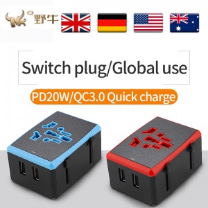 Nový PD Rychlánabíječka konverzní zástrčka Univerzální konverzní zástrčka Zástrčka rychléhonabíjení Travel Socket Universal Converter
