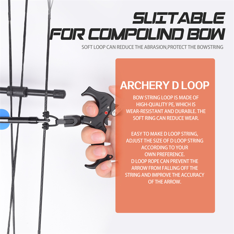 Elong venkovní 280083 lukostřelba D Loops Lano 5inches lukostřelba Bowsstring Servírování závit D Loop Lano Uvolněte materiál Nocking D Loop Lanový řetězec