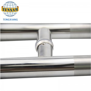 Přizpůsobitelná moderní kruhová trubka h typnerezové oceli posuvné pull dveře koupelna příslušenství sprchové dveře skleněná rukojeť