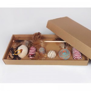 PET dřevěné tyče peří vtipné kočičí stick kombinace kočka hračka sada box sedm-kus myš sisal míč legrační kočka artefakt