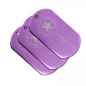 Továrna velkoobchodní zakázkové kovové vojenské pes tag odolný roztomilý eloxovaný hliník prázdný pes tagy