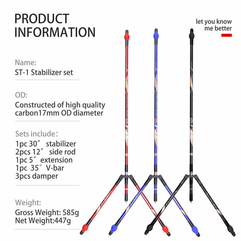 Elong venkovní 240032 ST-1 St-1 Uhlíkové stabilizátory Set Archery Bow Příslušenství pro fotografování