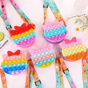 Bubble Fidget hračka ramenní tašky, silikonové pop bublina Fidget kabelky