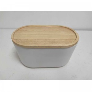 Velkoobchodní dlouhý s dřevěnými víčko keramické kamenné skladovací box