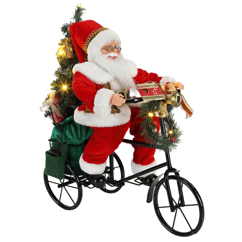 45 cm Santa Claus sedína tříkolce osvětlení Vánoční dekorace figurka kolekce tkaniny rekreační festival vlastní položky