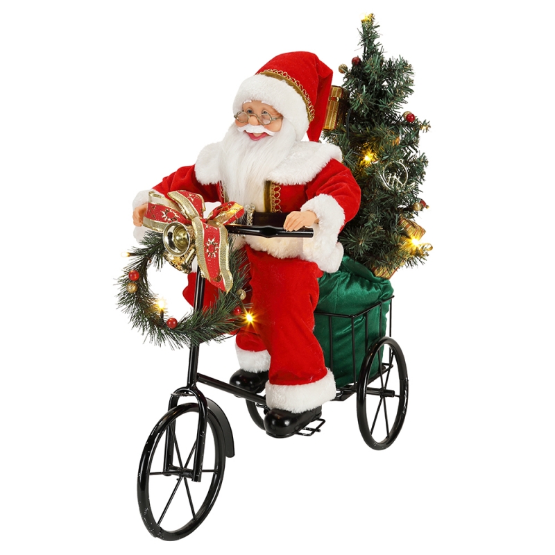 45 cm Santa Claus sedína tříkolce osvětlení Vánoční dekorace figurka kolekce tkaniny rekreační festival vlastní položky
