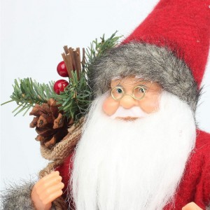 14inch stojící červený santa claus ornament dekorace figurka s olejovou lampu a borovice kužel v pytli vánoční dovolená festival