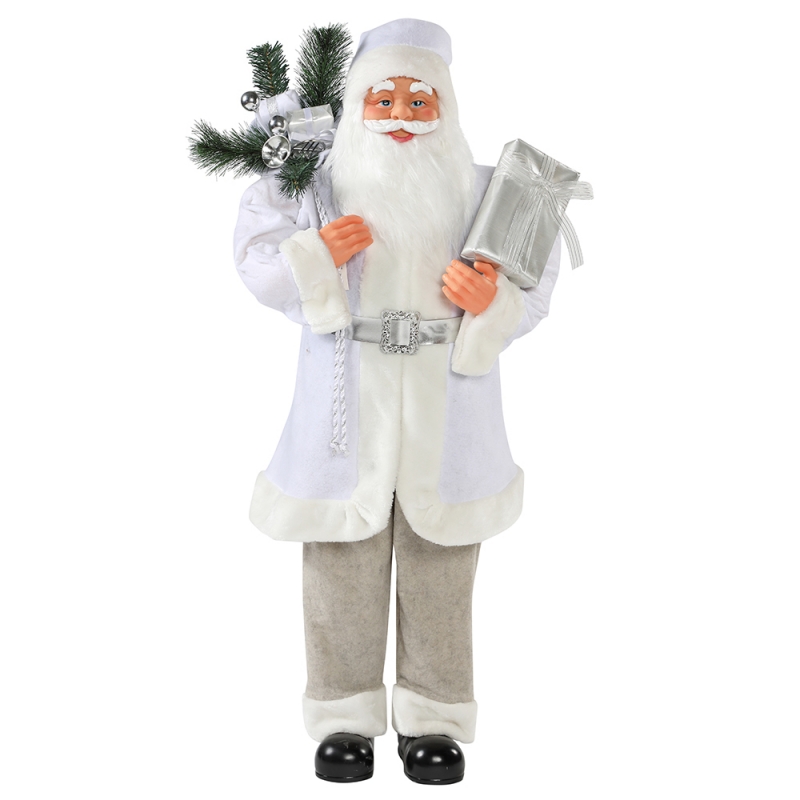 30 ~ 110cm Vánoční bílá stojící Santa Claus Dárková taška Ornament Dekorace Festival Holiday Figurine Collection Tradiční Xmas