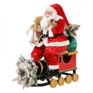 60.0cm Vánoční vlak Santa Claus s osvětlením Ornament Dekorace Festival Holiday Figurine Collection tradiční Vánoce