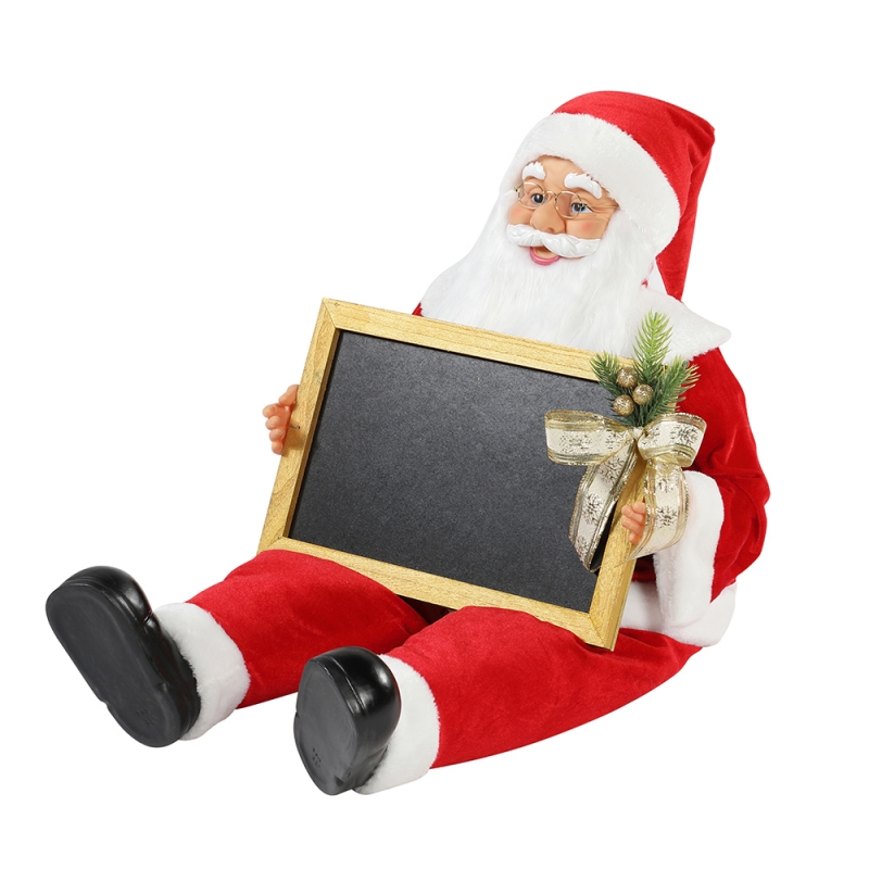 60cm Vánoční sedící Santa Claus s Blackboad Holiday Hudební Ornament Dekorace Figurka Collection Tradiční Vánoce
