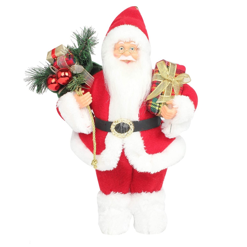 14inch stojící červené vánoční Santa Claus figurka s dárkové krabice borovice jehly plast tradiční ornament rekreační dekorace