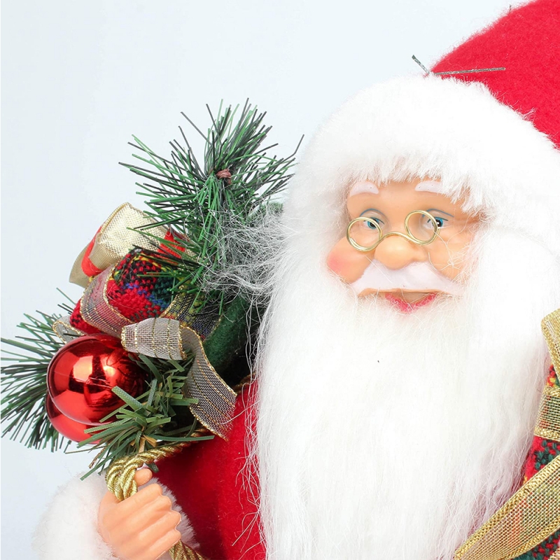 14inch stojící červené vánoční Santa Claus figurka s dárkové krabice borovice jehly plast tradiční ornament rekreační dekorace