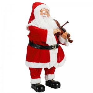 80 cm animované vánoční osvětlení hudební santa claus s housle ornament dekorace tradiční rekreační figurka kolekce
