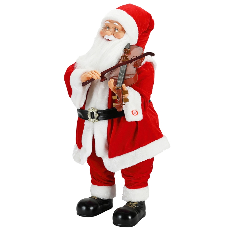 80 cm animované vánoční osvětlení hudební santa claus s housle ornament dekorace tradiční rekreační figurka kolekce