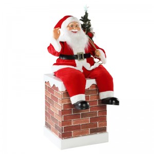 60n100cm Vánoční komín Animované Santa Claus s osvětlením hudební ornament dekorace figurka kolekce dovolená knd