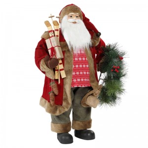 30 ~ 110cm Vánoční stojící Santa Claus s věncem Ornament Dekorace tradiční figurka kolekce vánoční série